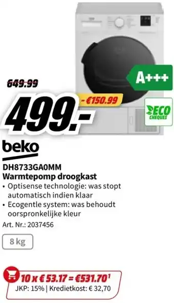MediaMarkt Dh8733ga0mm warmtepomp droogkast aanbieding