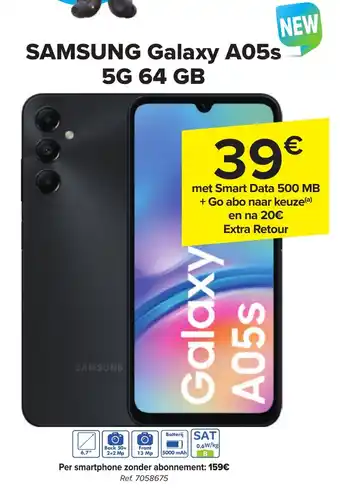 Carrefour Market SAMSUNG Galaxy A05s 5G 64 GB aanbieding