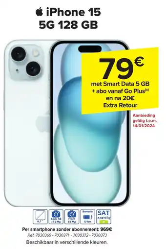 Carrefour Market iPhone 15 5G 128 GB aanbieding