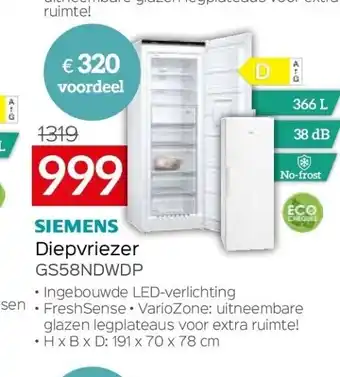 Selexion Diepvriezer gs58ndwdp aanbieding