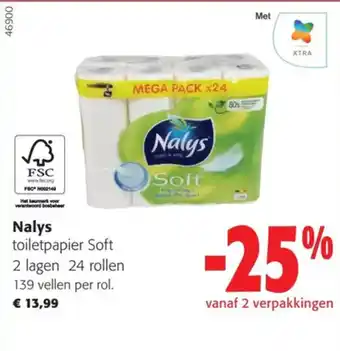 Colruyt Nalys toiletpapier Soft 2 lagen 24 rollen aanbieding