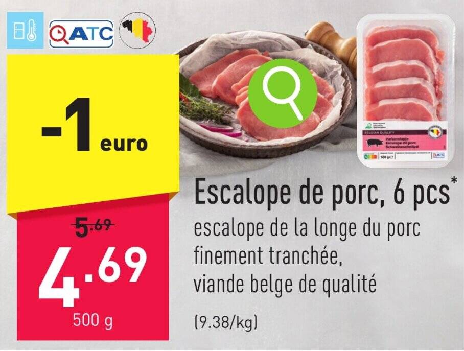 Escalope de porc, 6 pcs 500 g promotie bij ALDI