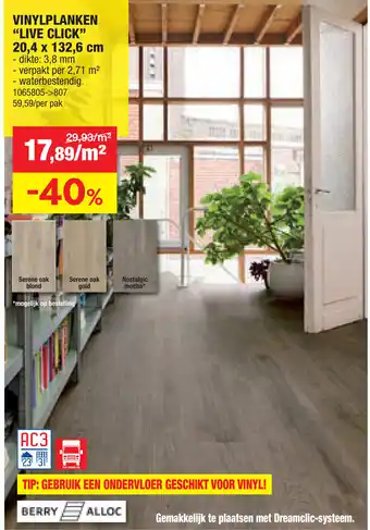 VINYLPLANKEN "LIVE CLICK" 20,4 x 132,6 cm