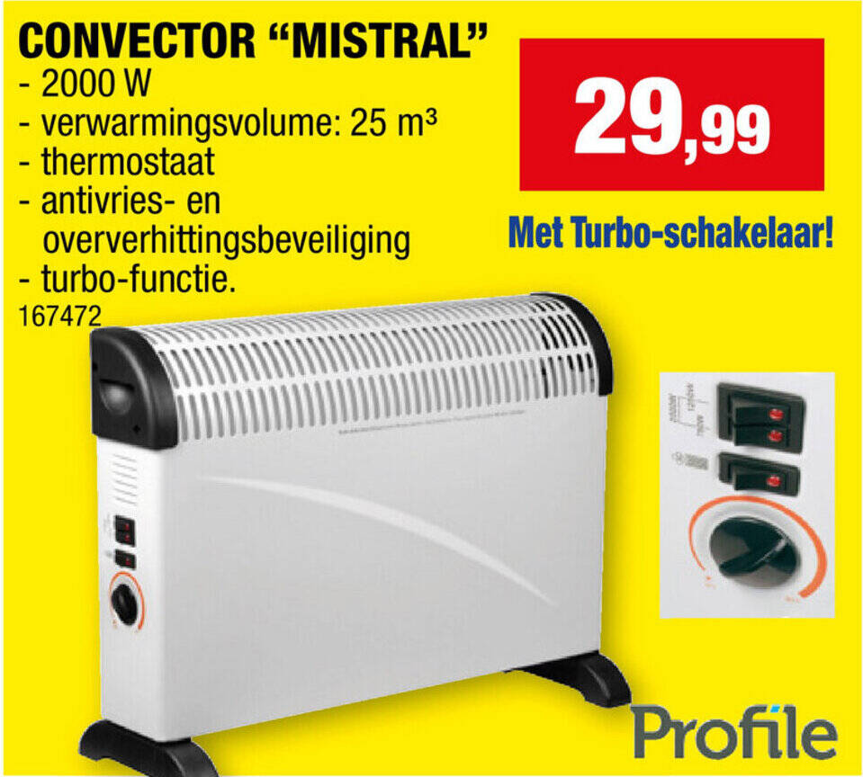 CONVECTOR "MISTRAL" 2000W promotie bij Hubo