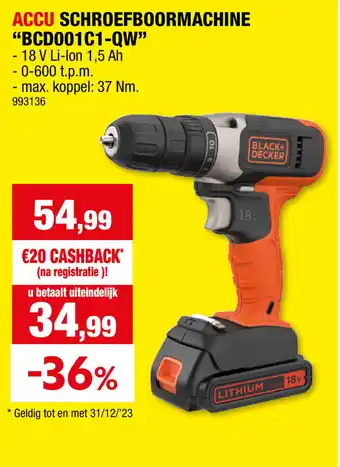 Hubo ACCU SCHROEFBOORMACHINE "BCD001C1-QW" aanbieding