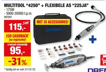 Hubo MULTITOOL "4250” + FLEXIBELE AS “225JA" aanbieding