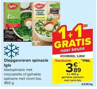 Carrefour Diepgevroren spinazie iglo aanbieding