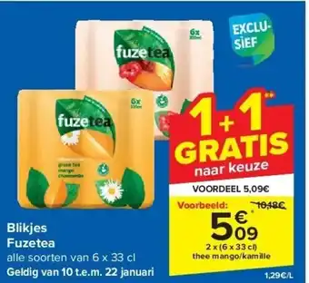 Carrefour Blikjes fuzetea aanbieding