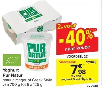 Carrefour Yoghurt pur natur aanbieding