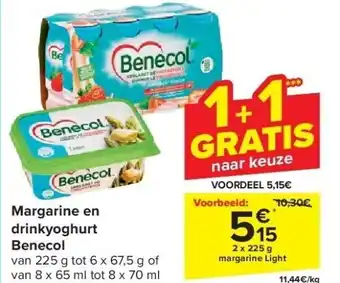Carrefour Margarine en drinkyoghurt benecol aanbieding