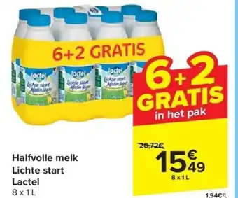 Carrefour Halfvolle melk lichte start lactel aanbieding