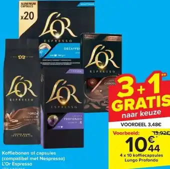 Carrefour Ko ebonen of capsules (compatibel met nespresso) l’or espresso aanbieding