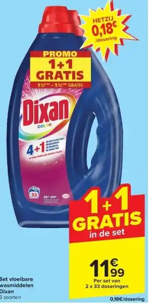 Carrefour Set vloeibare wasmiddelen dixan aanbieding