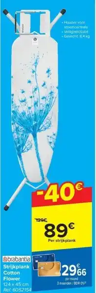 Carrefour Strijkplank cotton flower aanbieding
