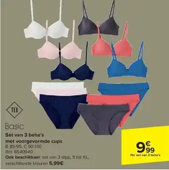 Carrefour Set van 3 beha’s met voorgevormde cups aanbieding