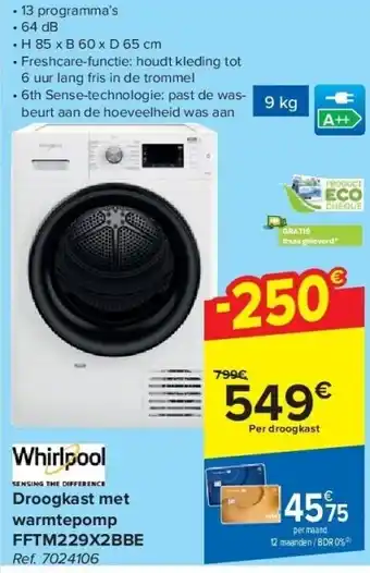 Carrefour Droogkast met warmtepomp fftm229x2bbe aanbieding