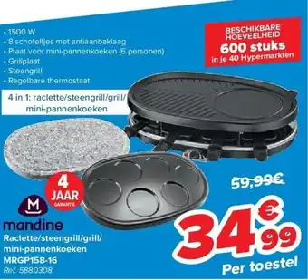 Carrefour Raclette/steengrill/grill/ mini-pannenkoeken mrgp158-16 aanbieding