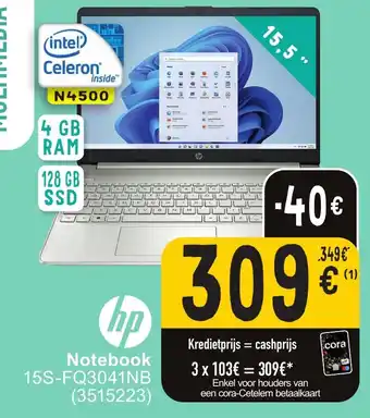 Cora hp Notebook 15S-FQ3041NB (3515223) aanbieding