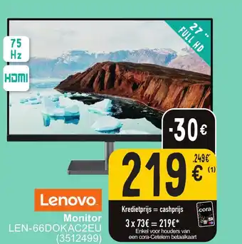 Cora Lenovo Monitor LEN-66DOKAC2EU aanbieding