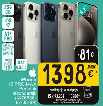Cora iPhone 15 PRO MAX aanbieding