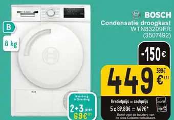 Cora BOSCH Condensatie droogkast WTN83209FR aanbieding