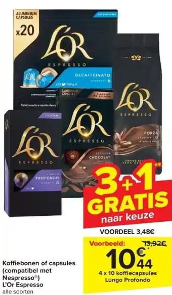 Carrefour Ko ebonen of capsules (compatibel met nespresso ) l’or espresso aanbieding