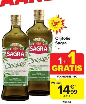 Carrefour Olijfolie sagra 1 l aanbieding