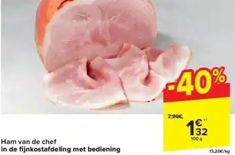 Carrefour Ham van de chef in de fi jnkostafdeling met bediening aanbieding