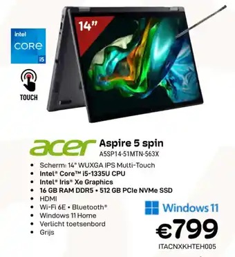 CompuDeals Aspire 5 spin 14" aanbieding
