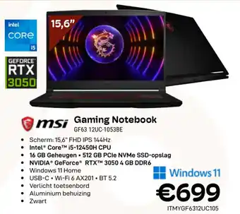 CompuDeals msi Gaming Notebook aanbieding