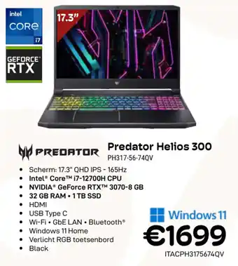 CompuDeals Predator Helios 300 aanbieding