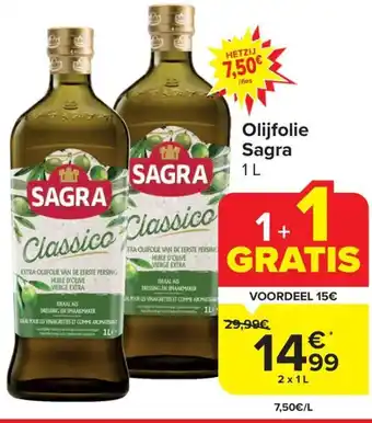 Carrefour Market Sagra Olijfolie 2 x 1L aanbieding
