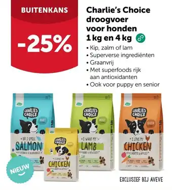 Charlie’s choice droogvoer voor honden 1kg en 4kg