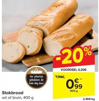 Carrefour Market Stokbrood wit of bruin, 400 g aanbieding