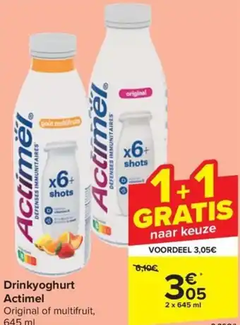 Carrefour Market Actimel Drinkyoghurt Original of multifruit, 2 x 645 ml aanbieding