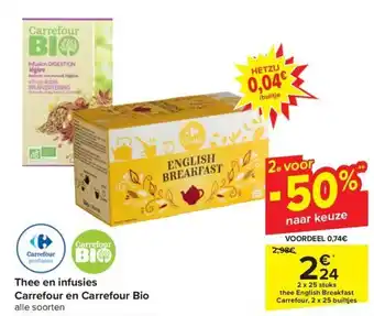 Carrefour Market Thee en infusies Carrefour en Carrefour Bio aanbieding