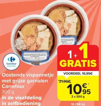 Carrefour Market Oostends vispannetje met grijze garnalen Carrefour 2 x 300g aanbieding