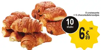Cora 5 croissants + 5 chocoladebroodjes aanbieding