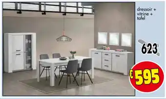 Budget Meubelen Dressoir + vitrine + tafel aanbieding