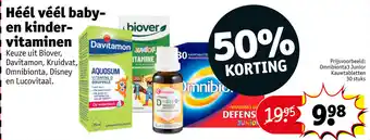 Kruidvat Heel veel baby en kinder vitaminen Keuze uit Biover Davitamon kruidvat Omnibionta Disney en Lucovitaal aanbieding