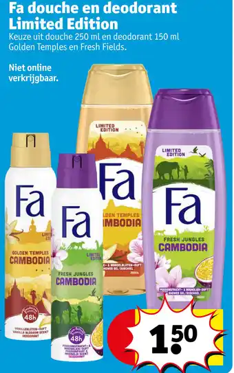 Kruidvat Fa douche en deodrant Limited Edition aanbieding