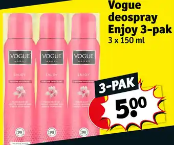 Kruidvat Vogue deospray Enjoy 3 pak 3x150 ml aanbieding