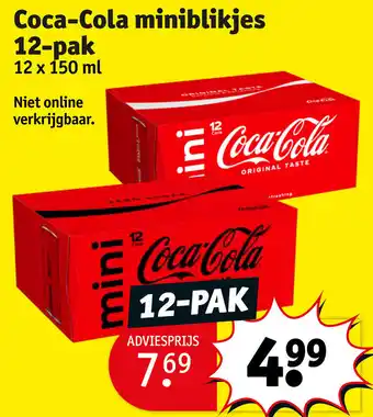 Kruidvat Coca Cola miniblikjes 12 pak 12x150 ml aanbieding