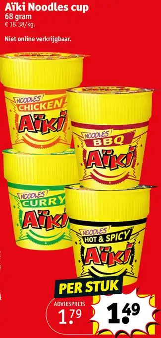 Kruidvat Aïki Noodles cup 68 gram aanbieding
