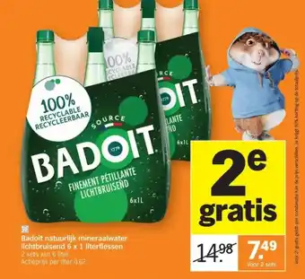 Badoit natuurlijk mineraalwater lichtbruisend 6 x 1 literflessen