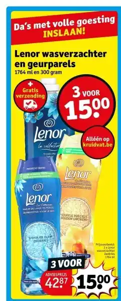 Kruidvat Lenor wasverzachter en geurparels aanbieding