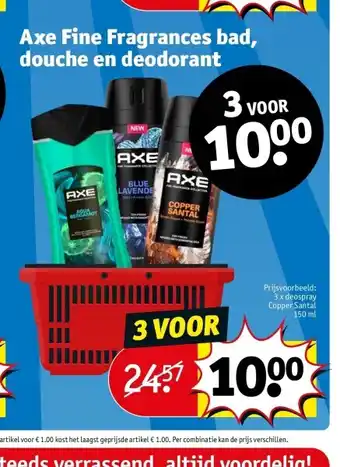 Kruidvat Axe fine fragrances bad, douche en deodorant aanbieding