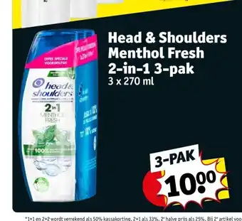 Kruidvat Head & shoulders menthol fresh 2-in-1 3-pak aanbieding
