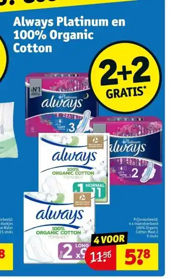 Kruidvat Always platinum en 100% organic cotton aanbieding