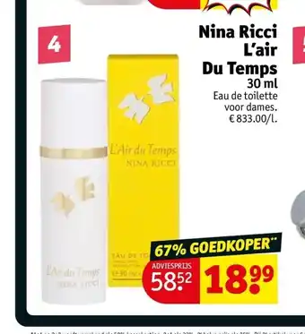Kruidvat Nina ricci l’air du temps 30 ml aanbieding